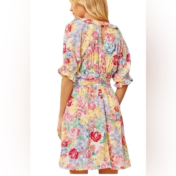 Emily Wonder Surplice Dress Floral Multicolor Whimsical Cottage Fairy Sz S NWT - Picture 2 of 13